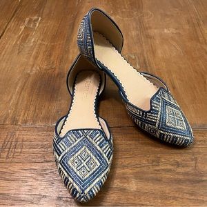 Restricted Rattan Blue and Cream D’Orsay flats - Size 8.5